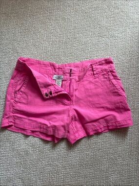 Vineyard Vines Hot Pink High-Waist Linen-Blend Shorts